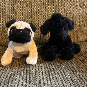 Two 8" Ganz Webkinz Lil' Kinz Toys, Pug and Black Poodle
